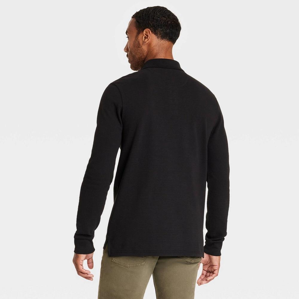 Mens Long Sleeve Polo Shirt - Goodfellow & Co Black L Product Image