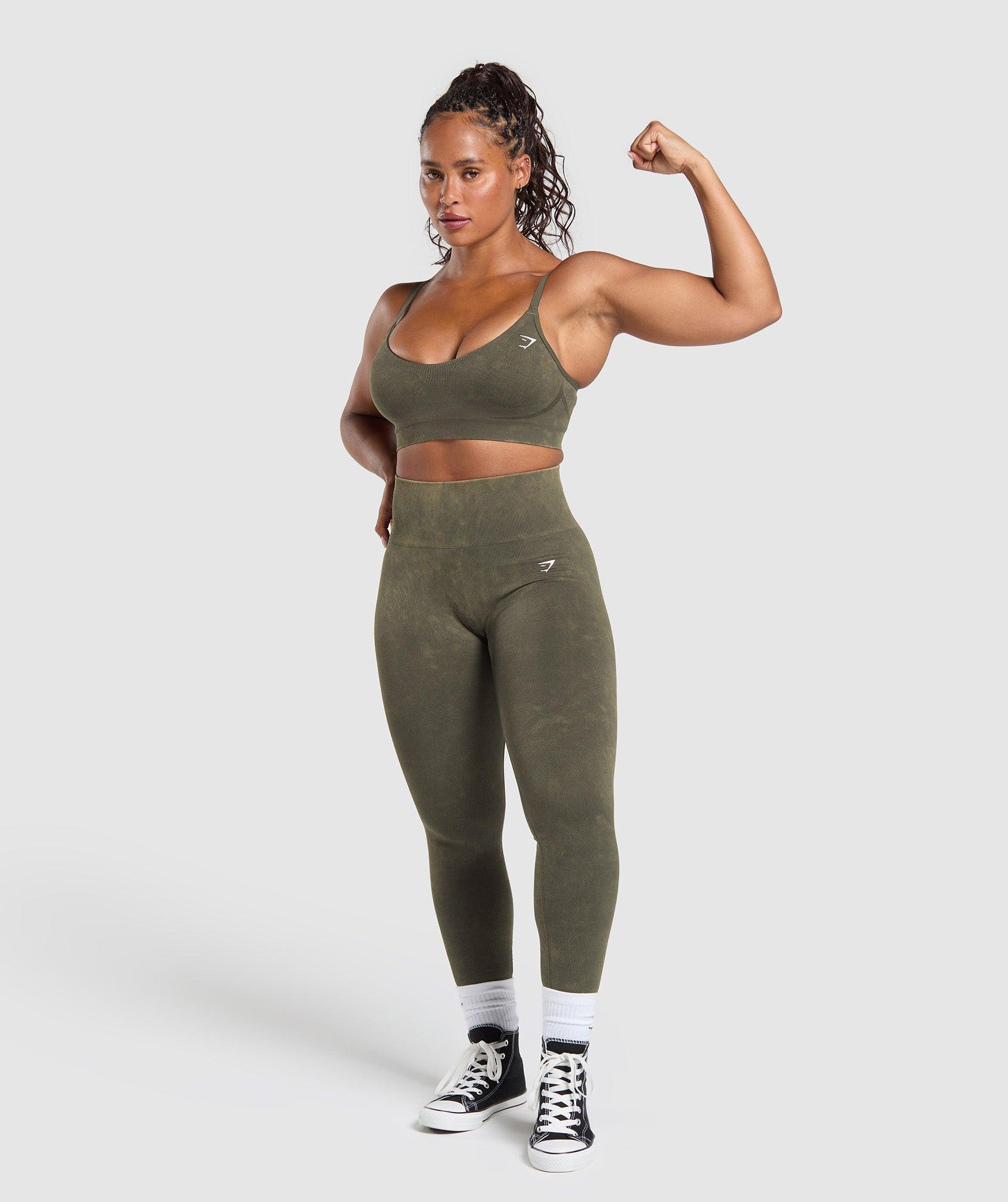 Gymshark Gains Seamless Washed Sports Bra - Strength Green Female Product Image