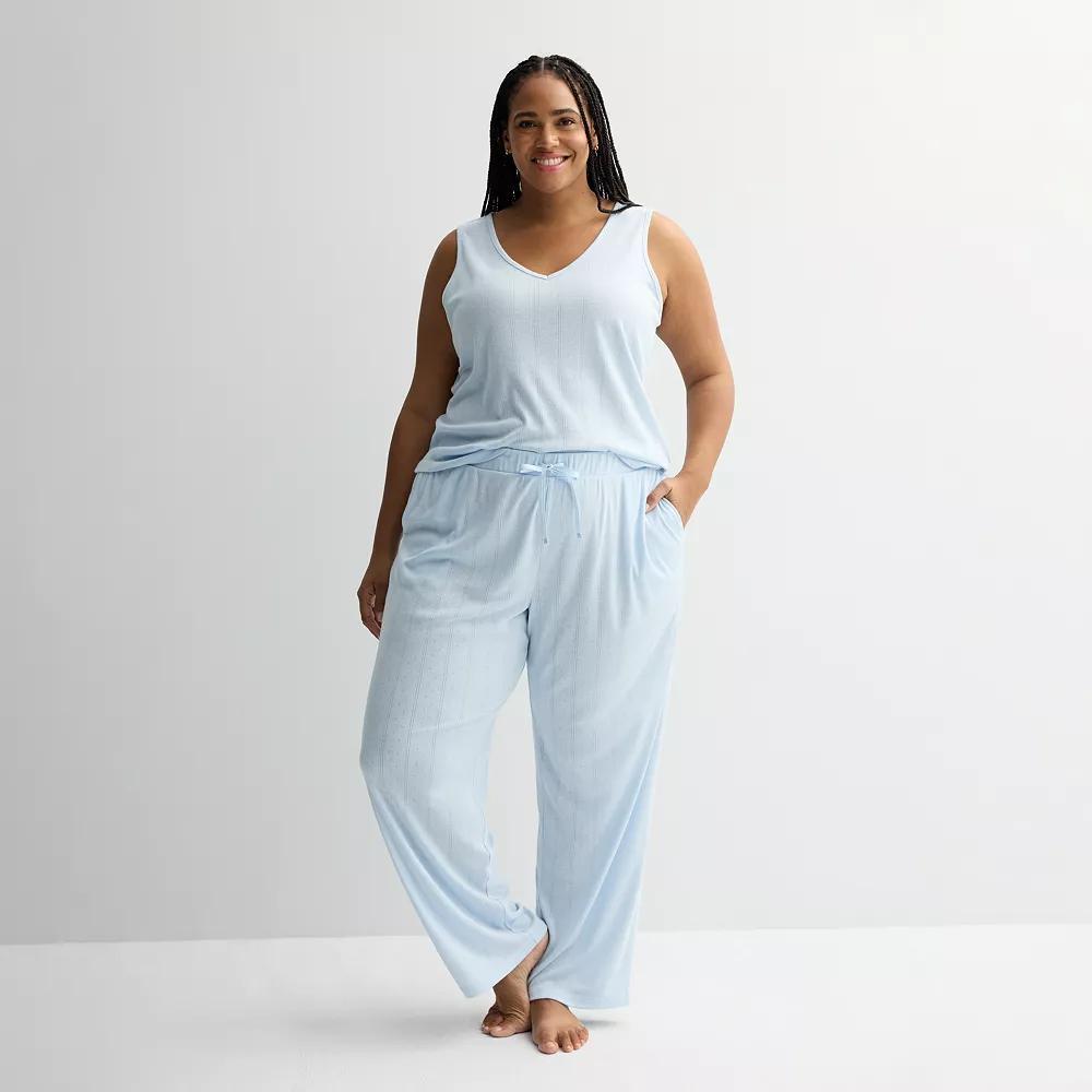 Plus Size Sonoma Goods For Life® Pointelle Sleep Pants, Women's, Size: 1XL, Cerulean Product Image