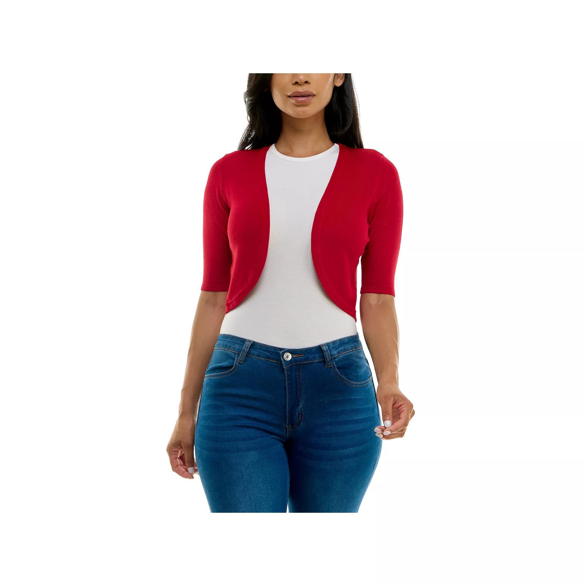 Women's Nina Leonard Curved Edge Bolero, Size: Large, Nina Red Product Image