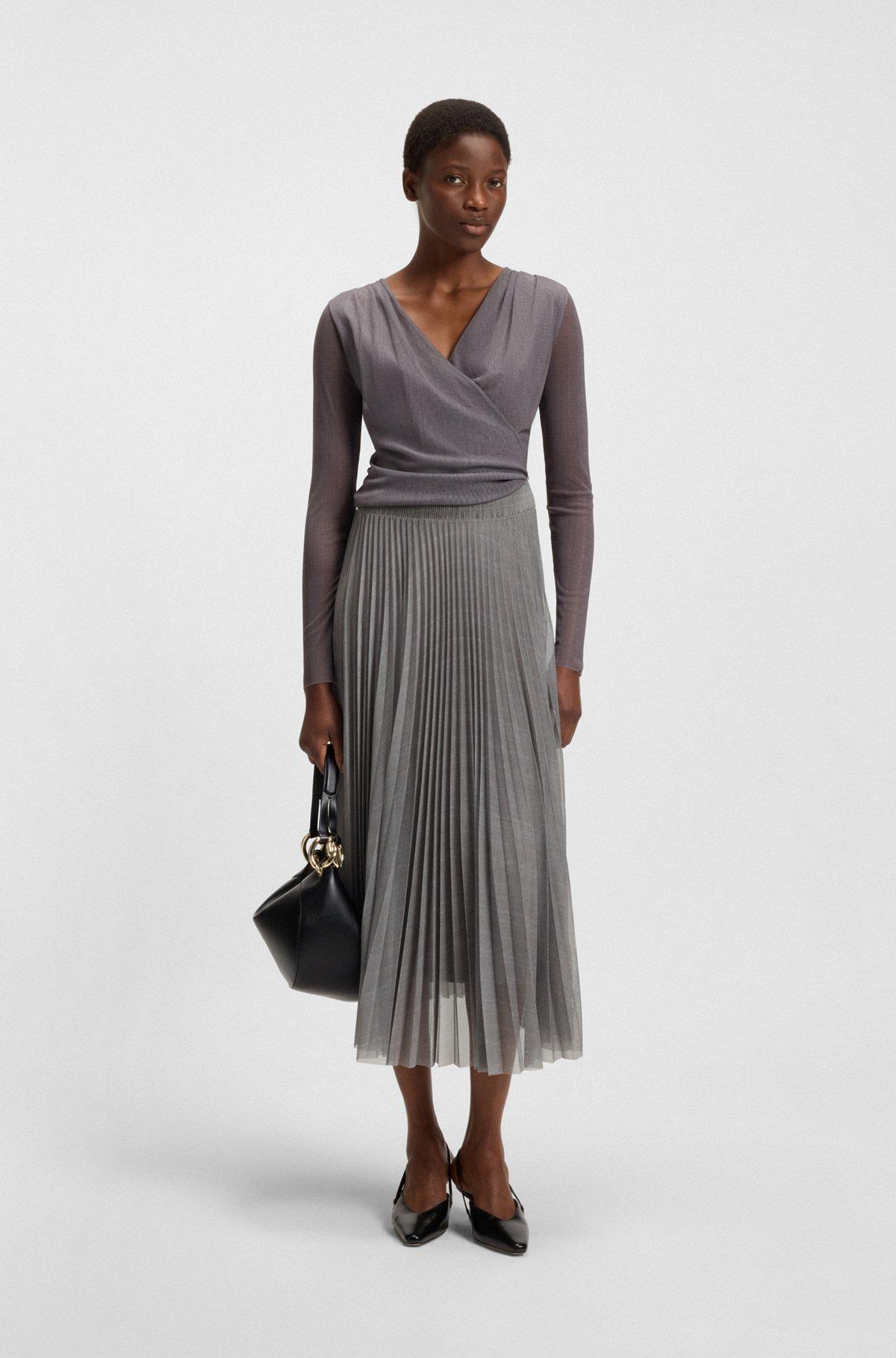 BOSS - Lined tulle skirt with plissé pleats - Patterned Product Image