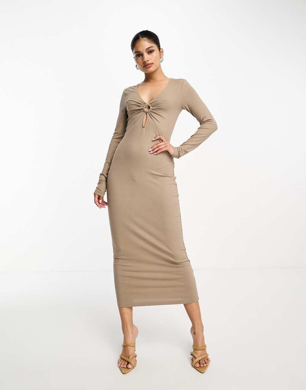NA-KD ring detail cut out midi dress Product Image