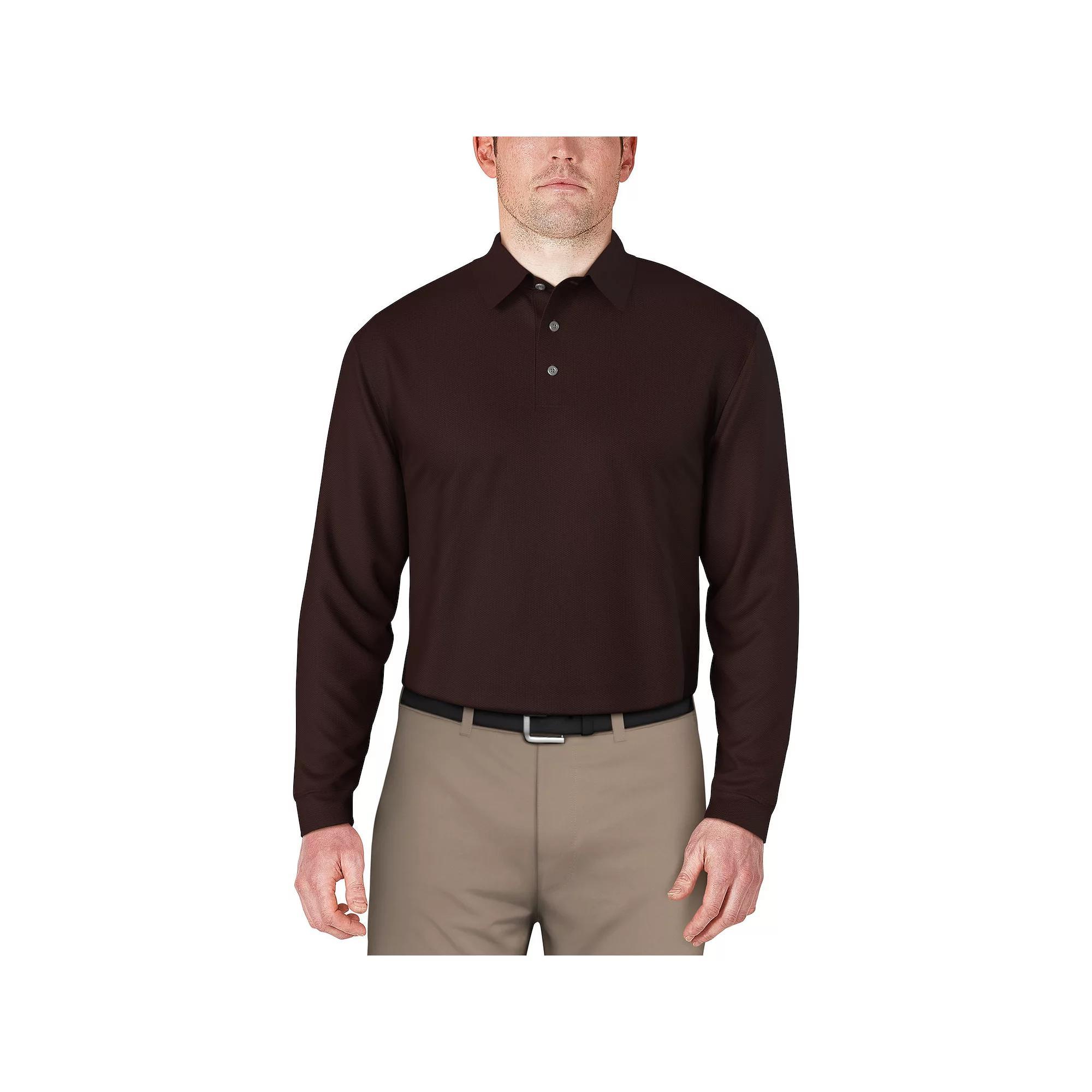 Mens Grand Slam Mini Jacquard Long Sleeve Golf Polo Product Image
