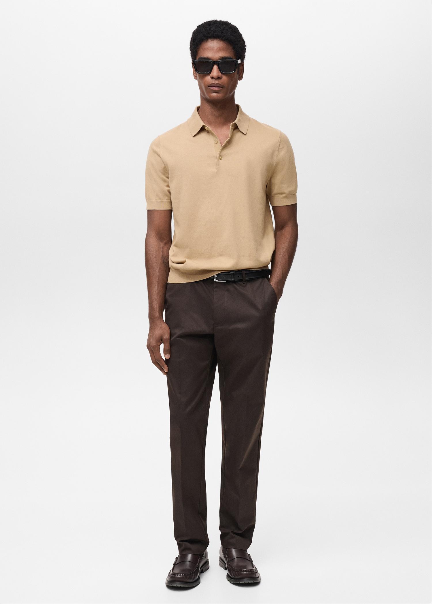 100% cotton fine-knit polo shirt - Men | MANGO USA Product Image
