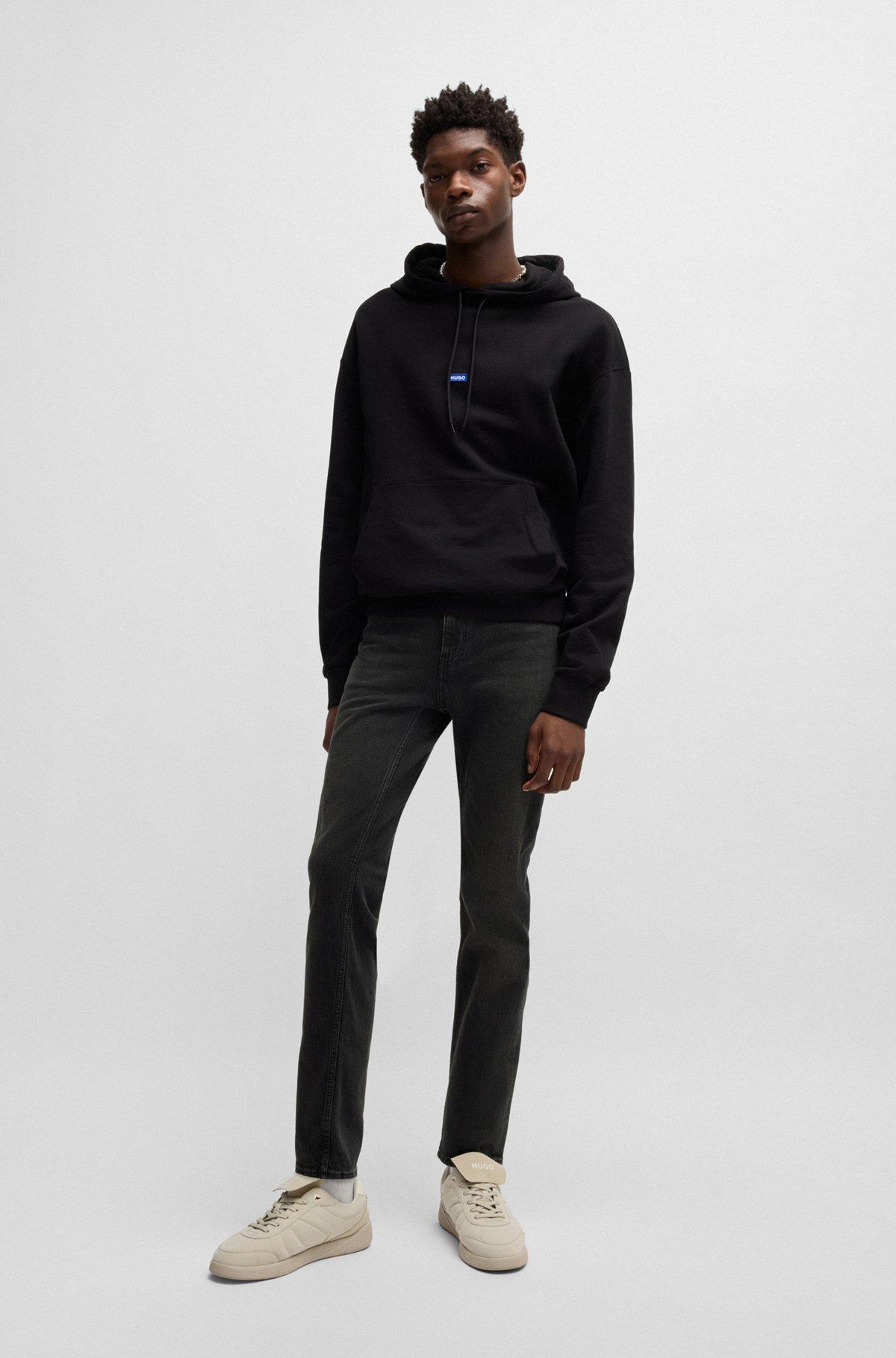 HUGO - Slim-fit jeans in black stretch denim - Dark Grey Product Image