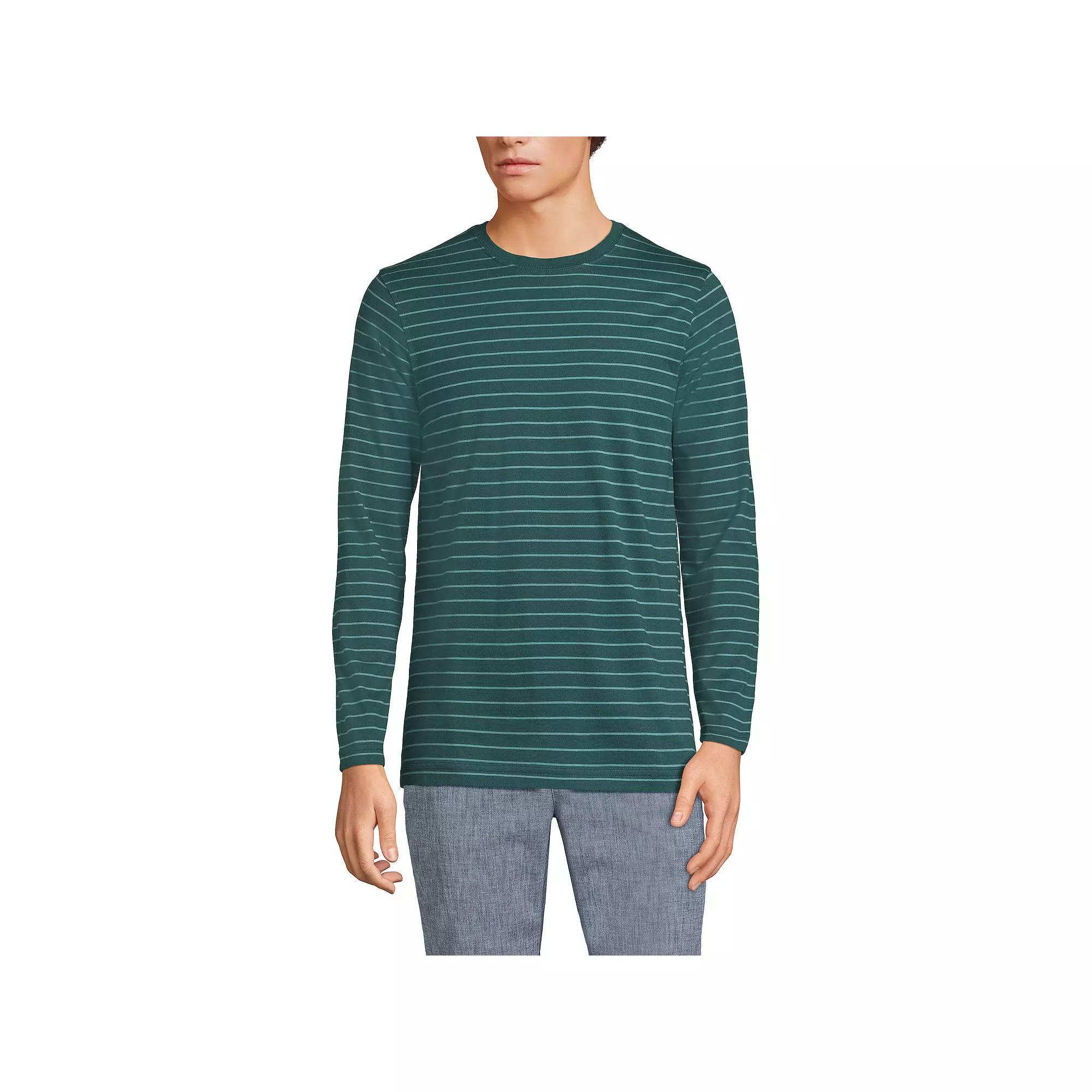 Big & Tall Lands' End Supima Crewneck Tee, Men's, Size: Large Tall, Pale Grey Blue Product Image