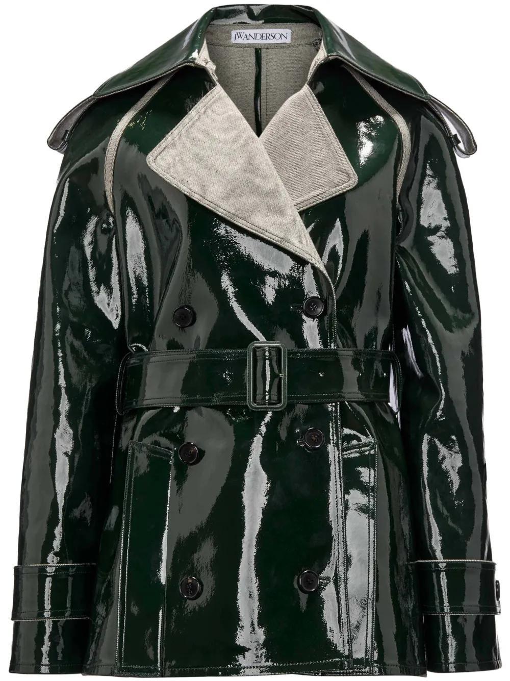 JW ANDERSON Glossy-finish Cotton Biker Jacket In Green Product Image