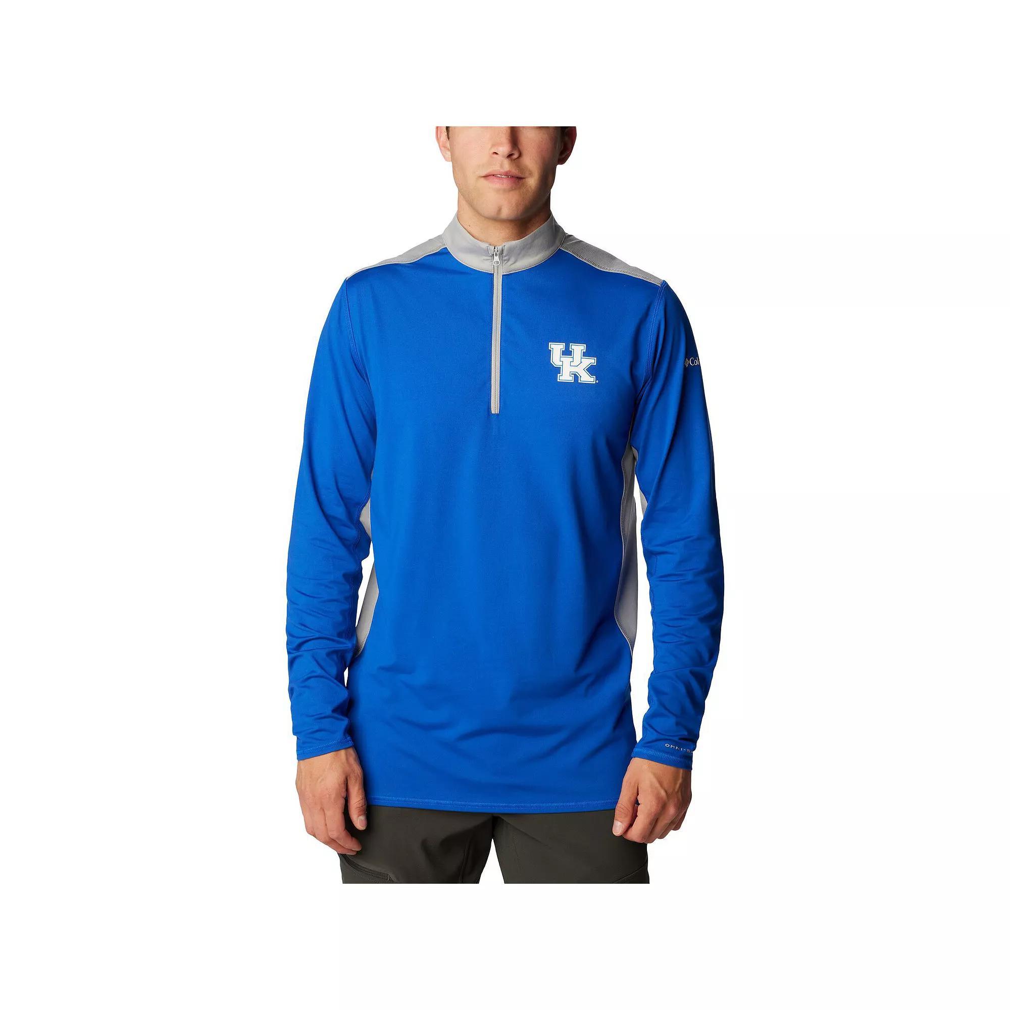 Men's Columbia Royal Kentucky Wildcats Tech Trail™ Omni-Shade Quarter-Zip Top, Size: Large, Blue Product Image