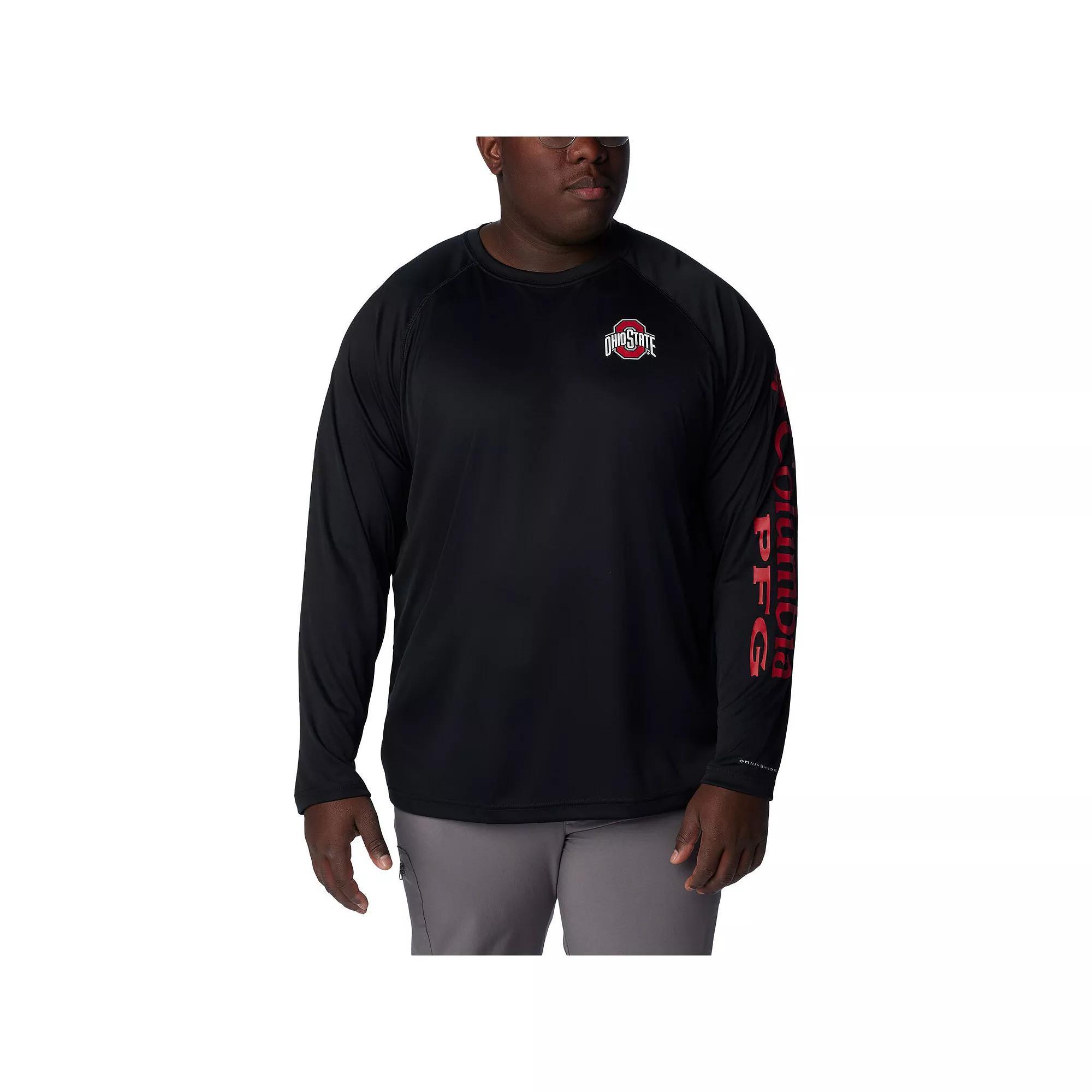 Men's Columbia  Black Ohio State Buckeyes Big & Tall Terminal Tackle Omni-Shade Raglan Long Sleeve T-Shirt, Size: 3XB Product Image