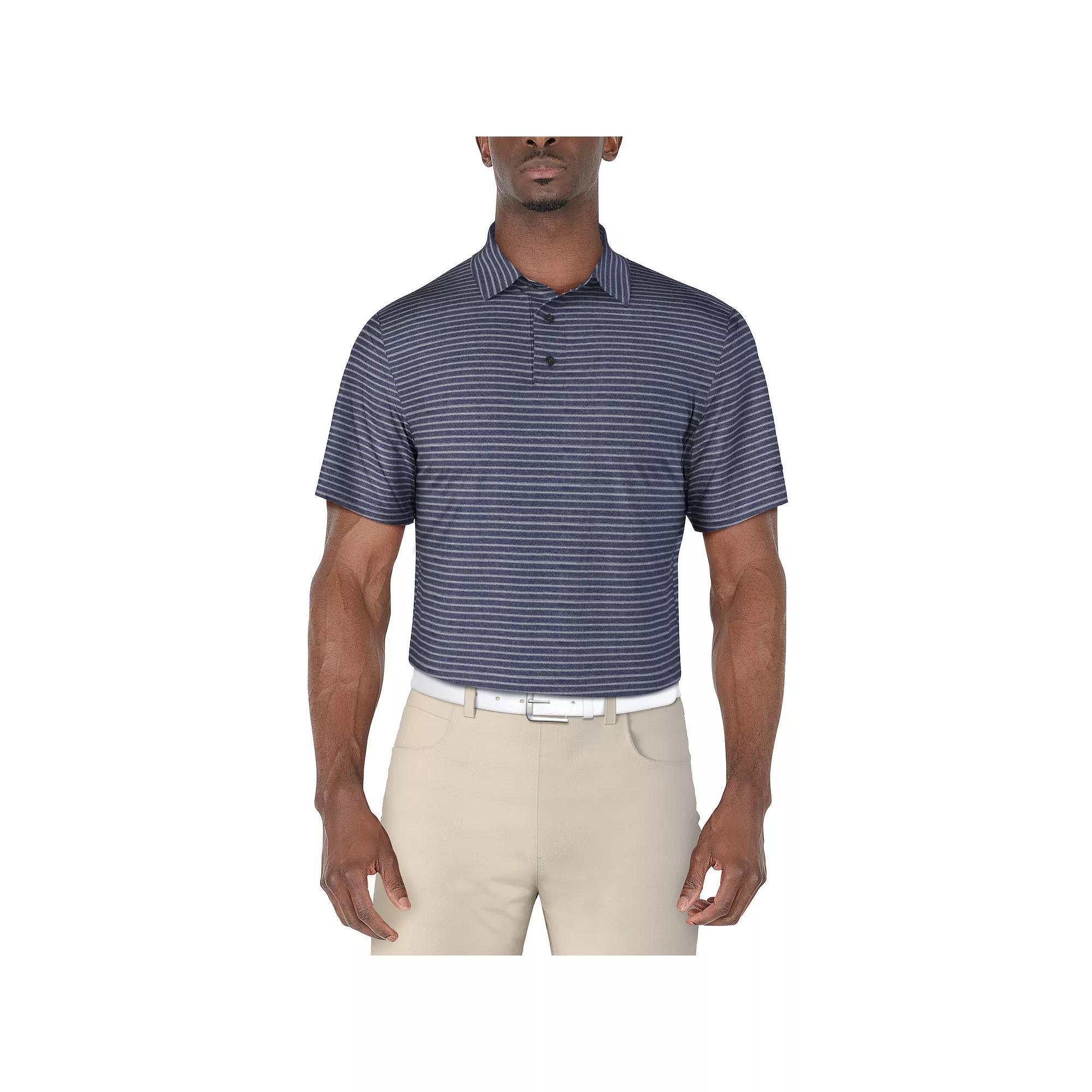 Men's Grand Slam Heather Feeder Stripe Golf Polo, Size: Medium, Peacoat Grey Product Image