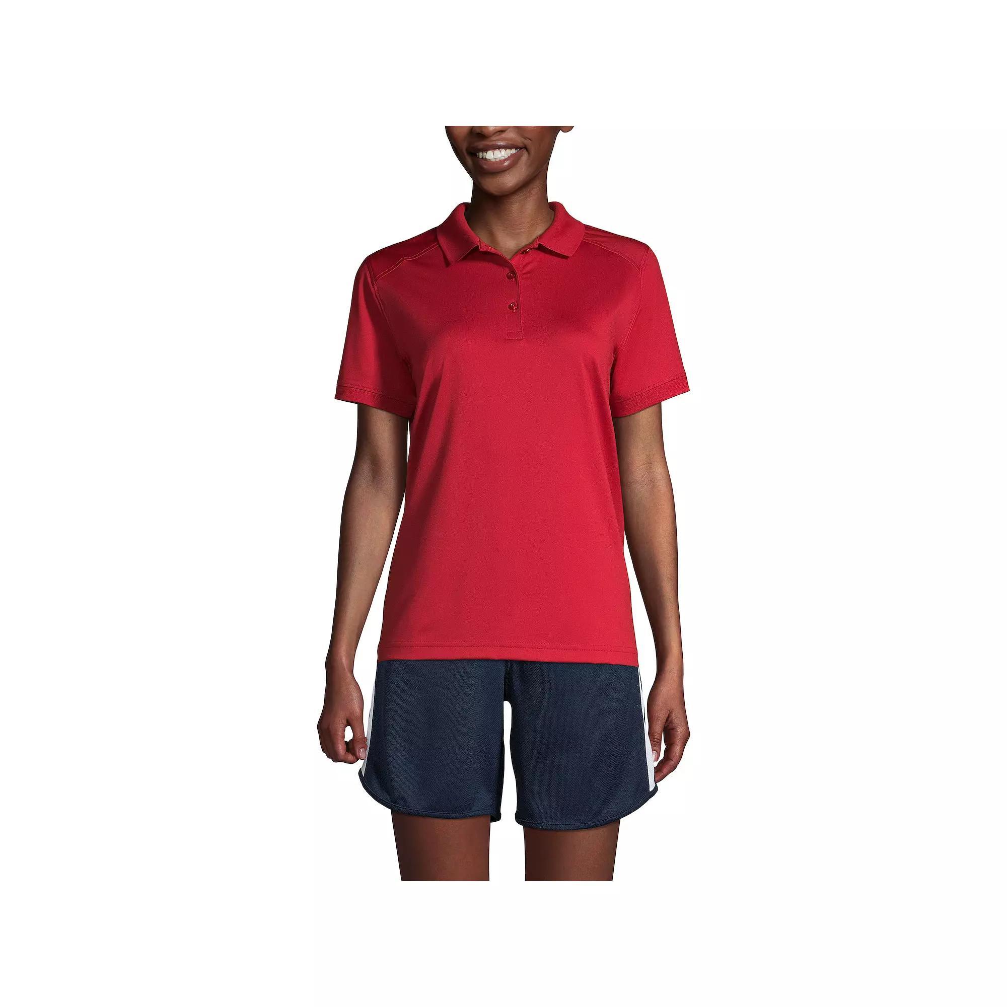 Women's Lands' End Short Sleeve Rapid Dry Polo Shirt, Size: Large, Blue Product Image