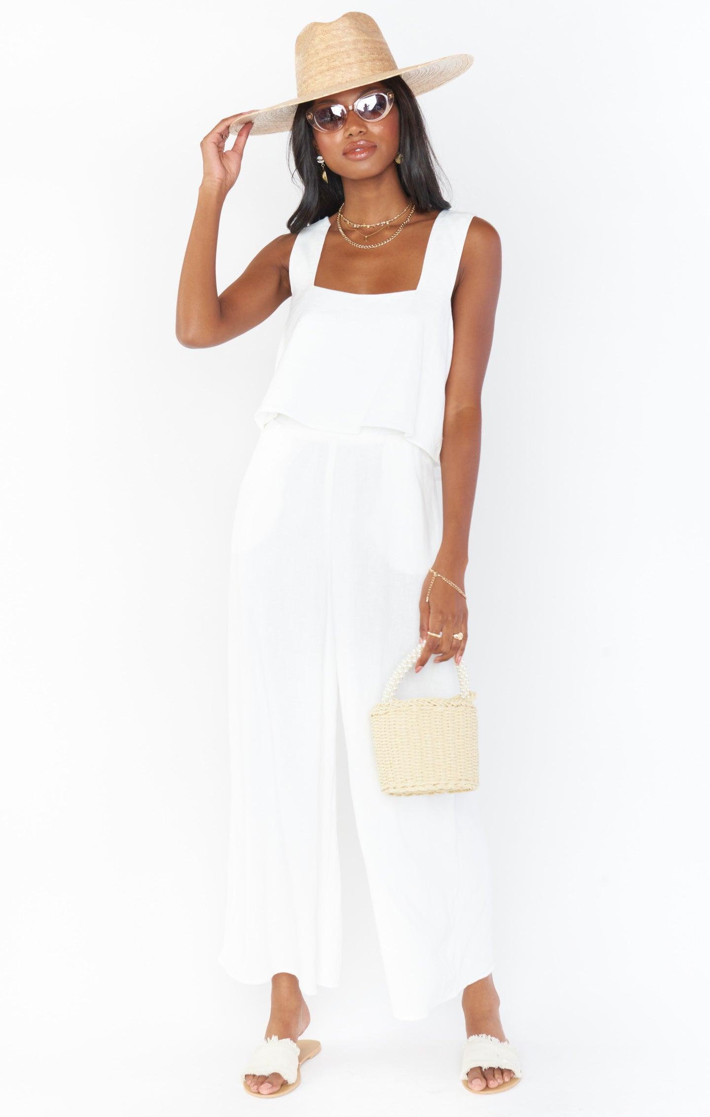 Tara Crop Top ~ White Linen Product Image