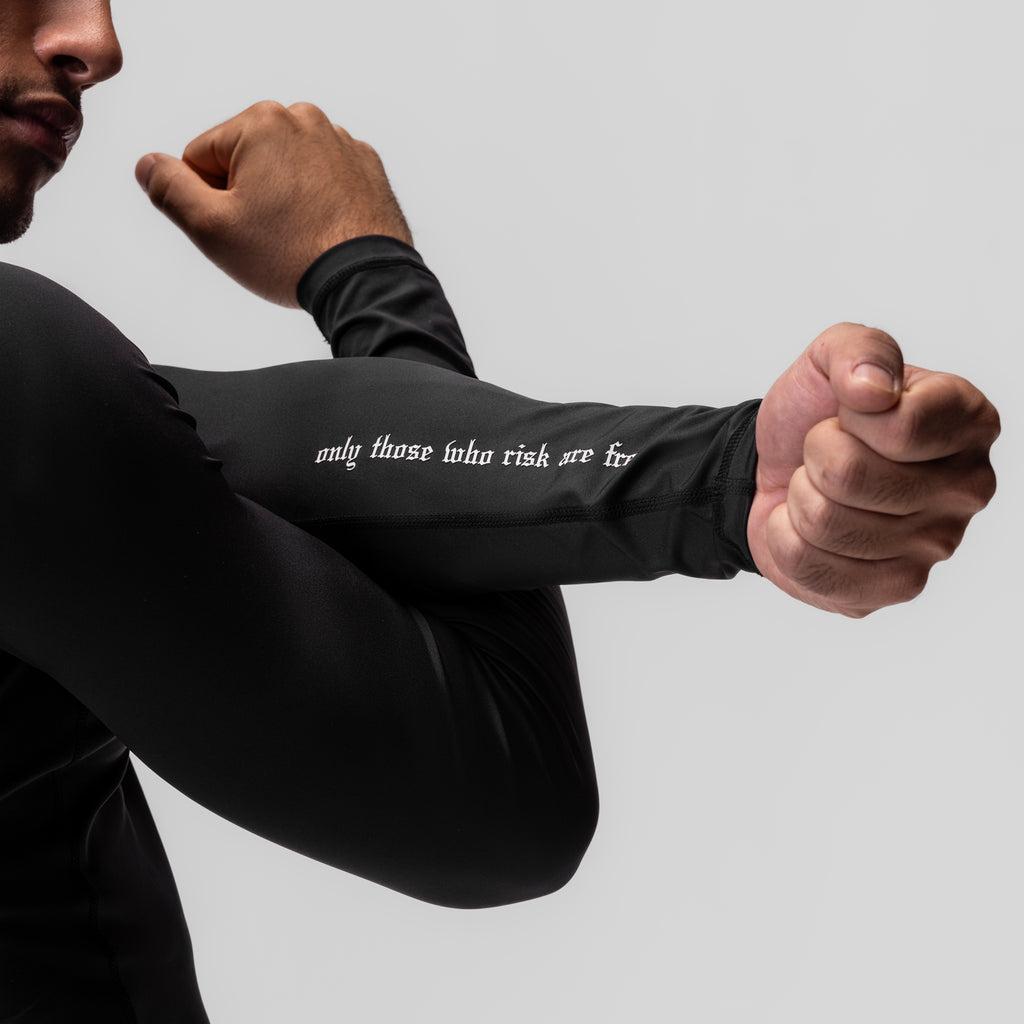 0908. WarpFlexx™ Compression Mock Neck Long Sleeve - Black "Space Bracket" Product Image