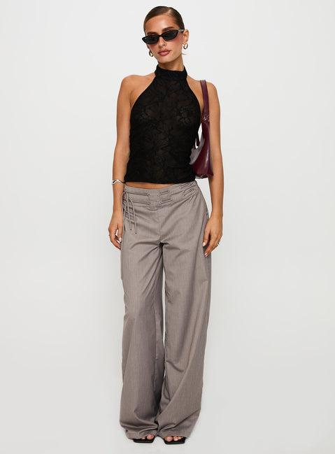 Hotter Than Fire Lace Halter Top Black Product Image