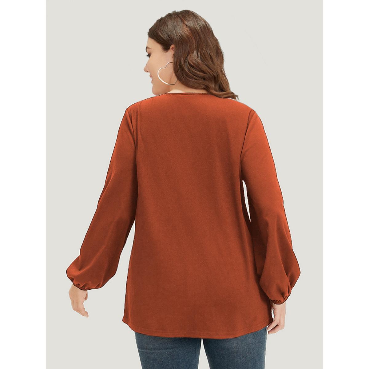 Plus Size Floral Patchwork Crew Neck Raglan Sleeve Sweatshirt Women Gray Elegant Elastic cuffs Round Neck Dailywear Sweatshirts BloomChic 18-20/2X Product Image