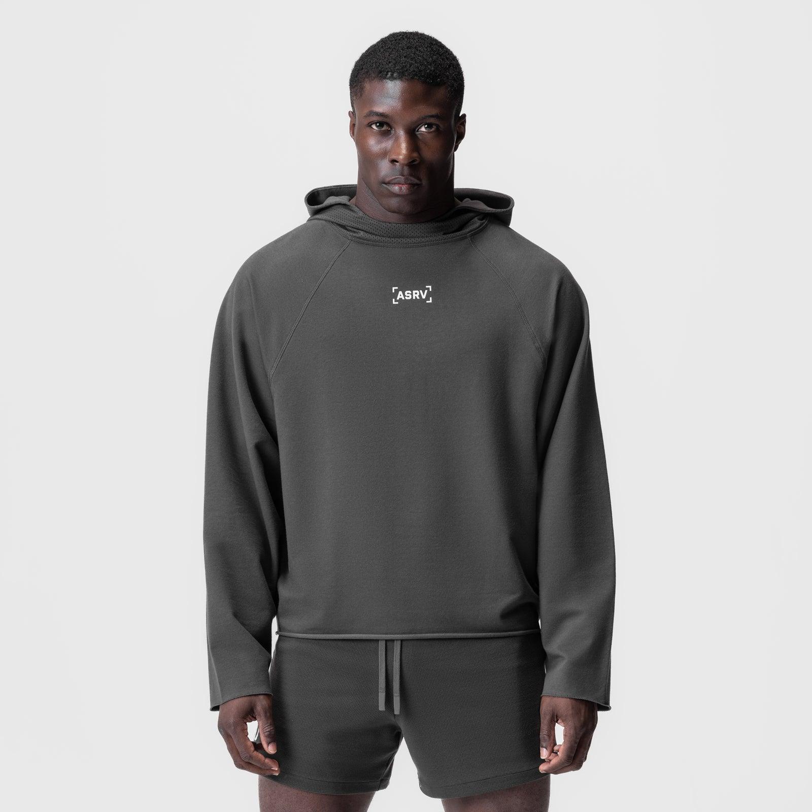 0958. Micro-Terry Raw Hem Hoodie - Space Grey Product Image