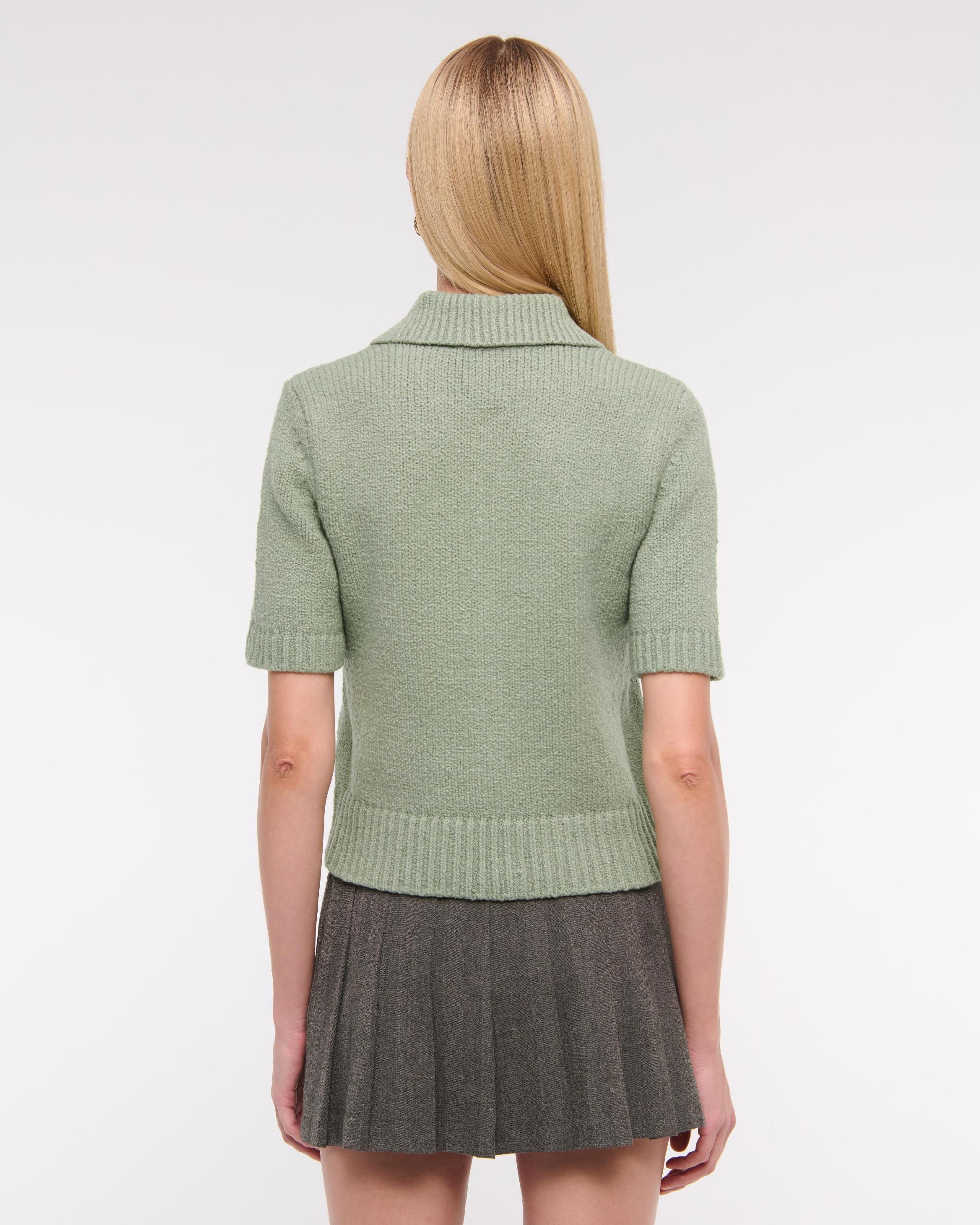 Short-Sleeve Collared Cardigan Product Image