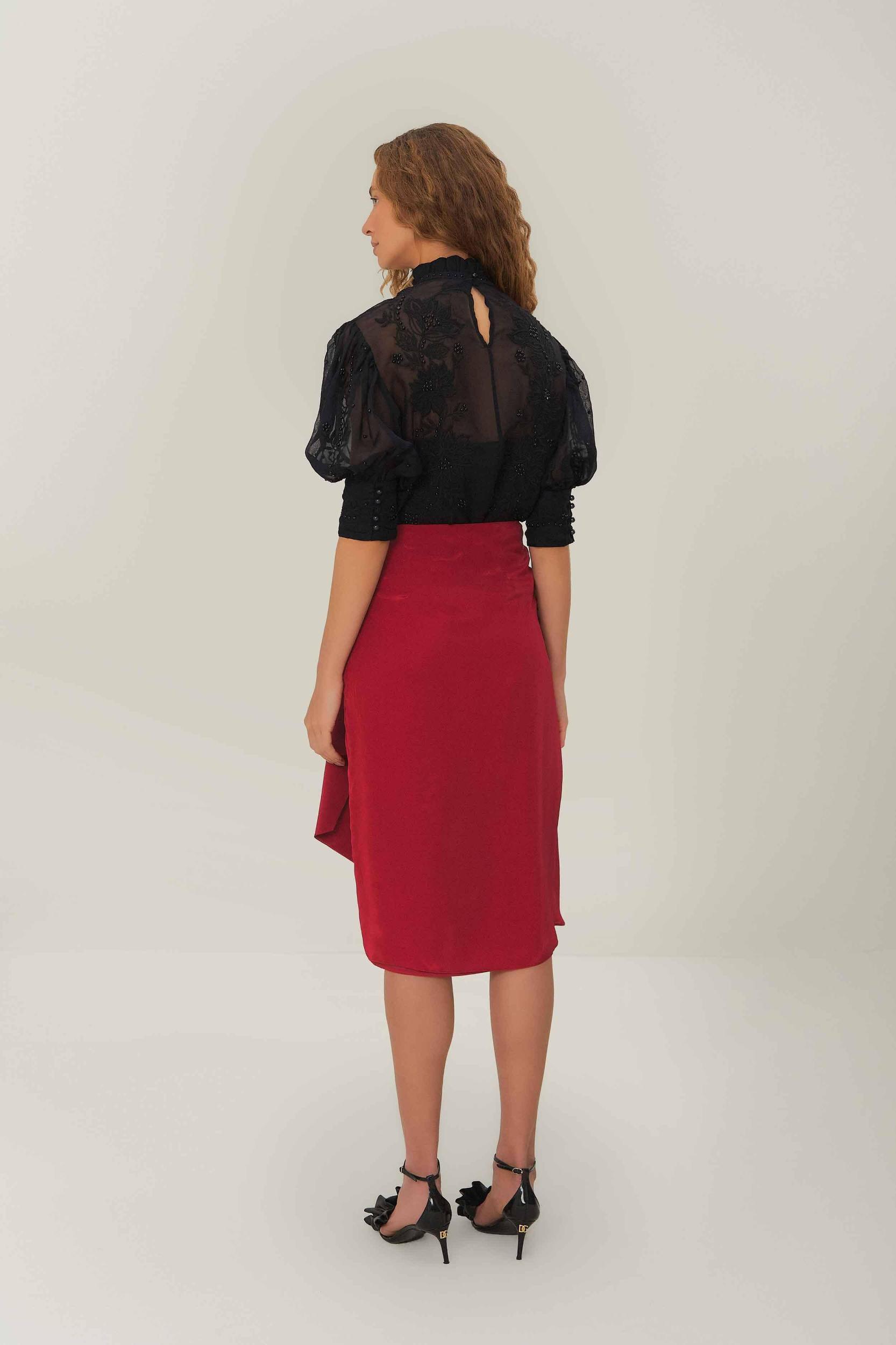 Red Midi Skirt, RED / XS Product Image
