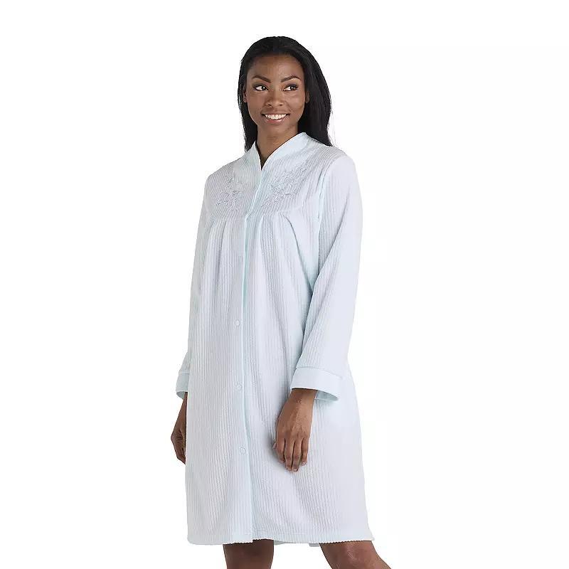Petite Miss Elaine Essentials Brushed Back Terry Short Snap Robe, Women's, Size: Small Petite, Pink Product Image