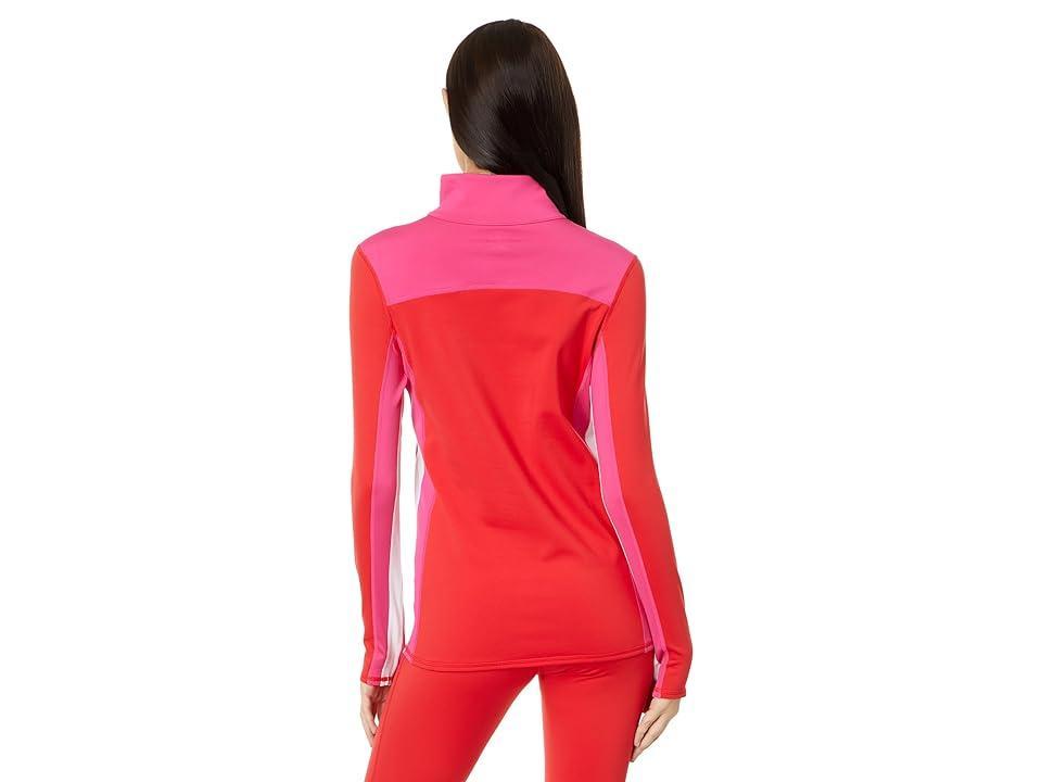 Hot Chillys Micro Elite Chamois Color-Block Zip-T Granite/White) Women's Clothing Product Image