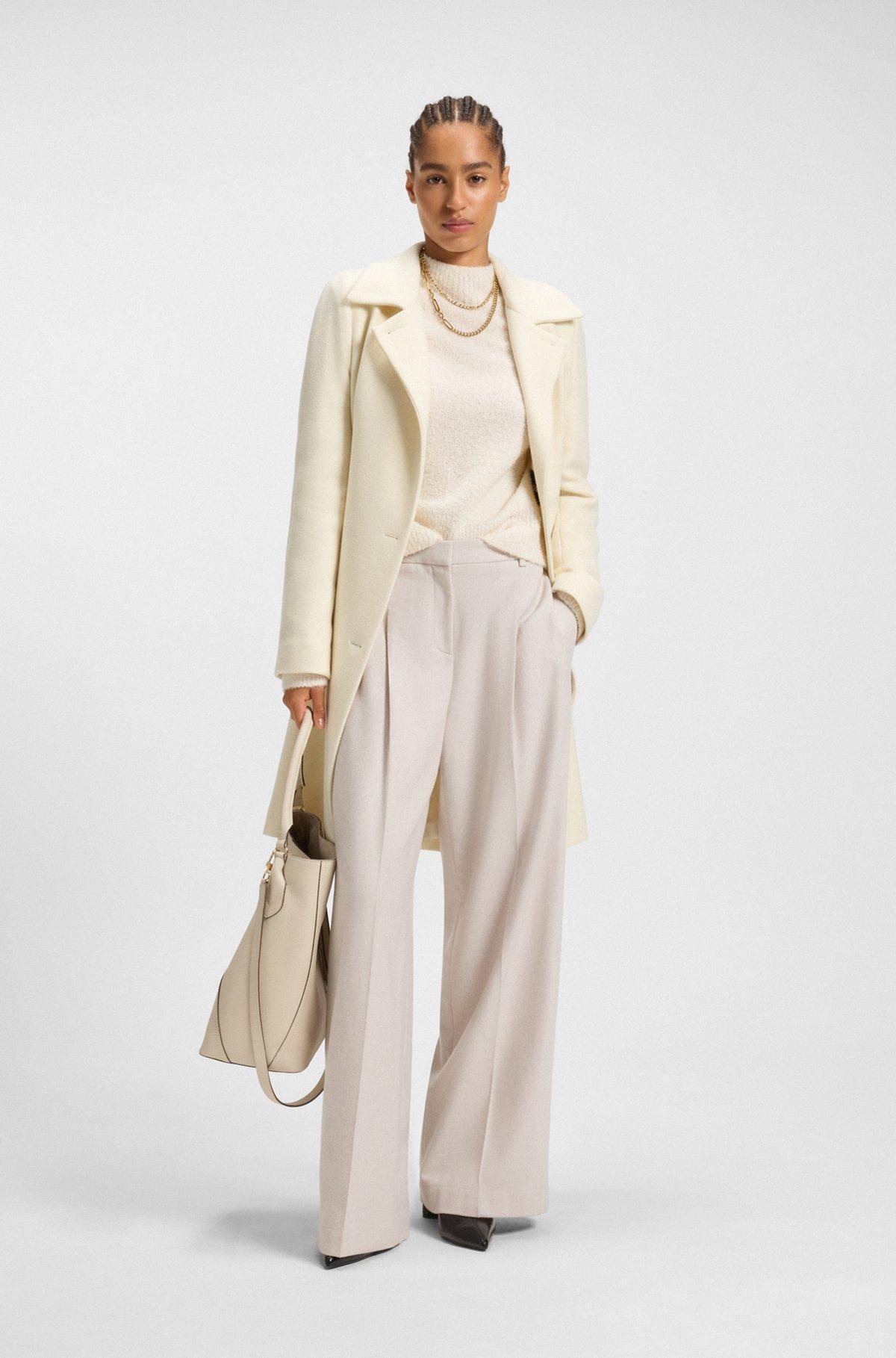 Regular-fit wide-leg trousers in soft flannel Product Image