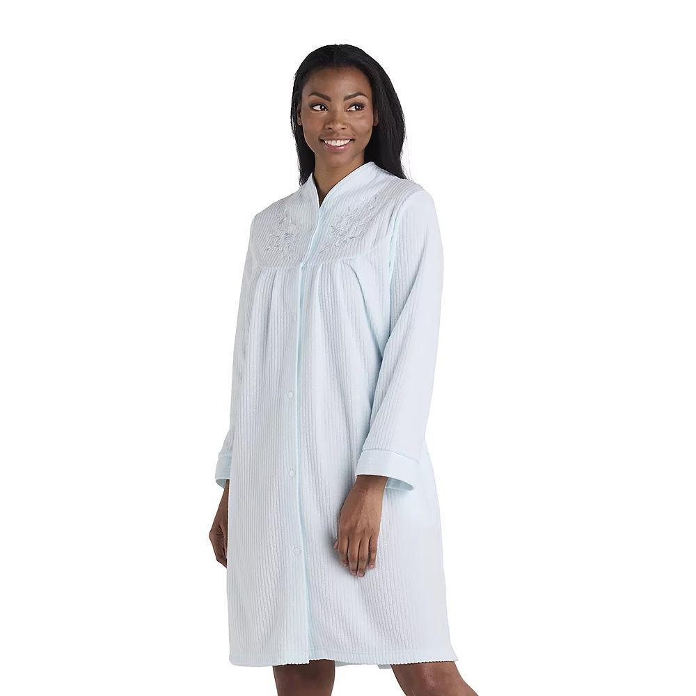 Petite Miss Elaine Essentials Brushed Back Terry Short Snap Robe, Women's, Size: Small Petite, Pink Product Image