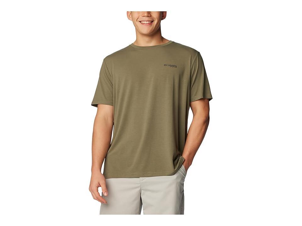 Columbia PFG Fish Flag Tech Tee Short Sleeve (Cypress/Graphite Gradient) Men's Clothing Product Image
