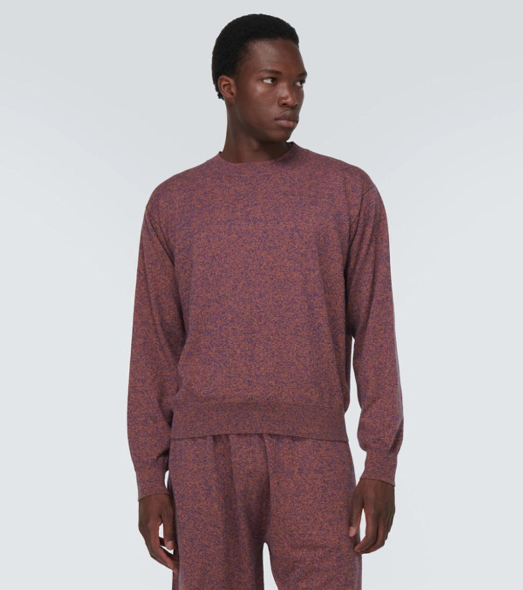 THE ELDER STATESMAN Mélange Cotton And Cashmere Sweater In Purple Product Image