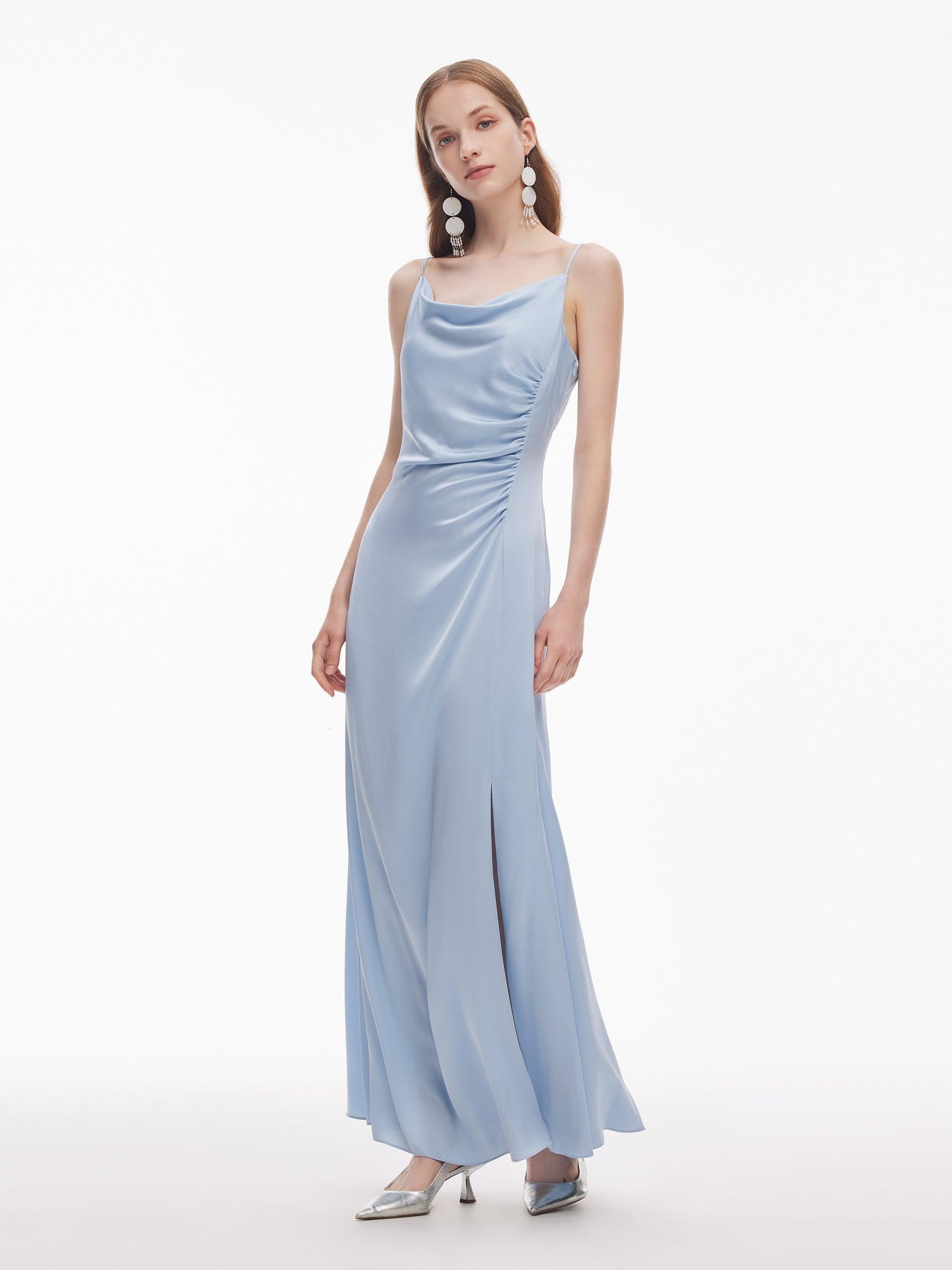 22MM Mulberry Silk Women Cowl Neck Slip Maxi Dress Product Image