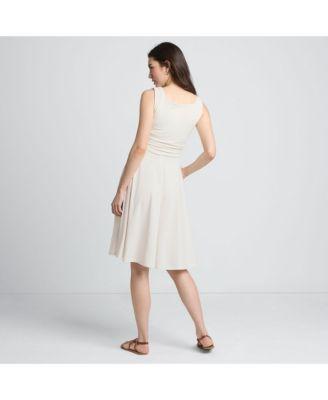 Women's Lands' End Cupro Fit & Flare Dress, Size: Large, Ivory Product Image