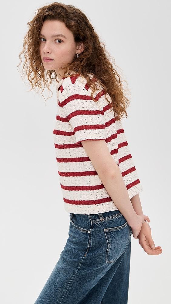 Madewell Crochet Knit V Neck Sweater Tee | Shopbop Product Image