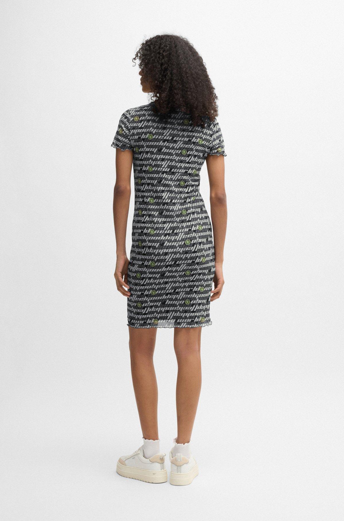Stretch-mesh bodycon dress with digital print Product Image