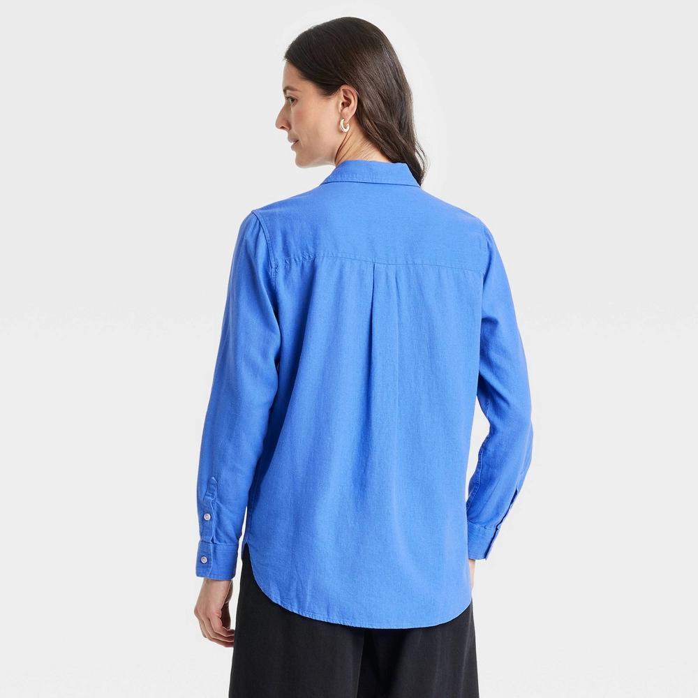 Women's Long Sleeve Collared Linen Button-Down Shirt - Universal Thread™ Product Image