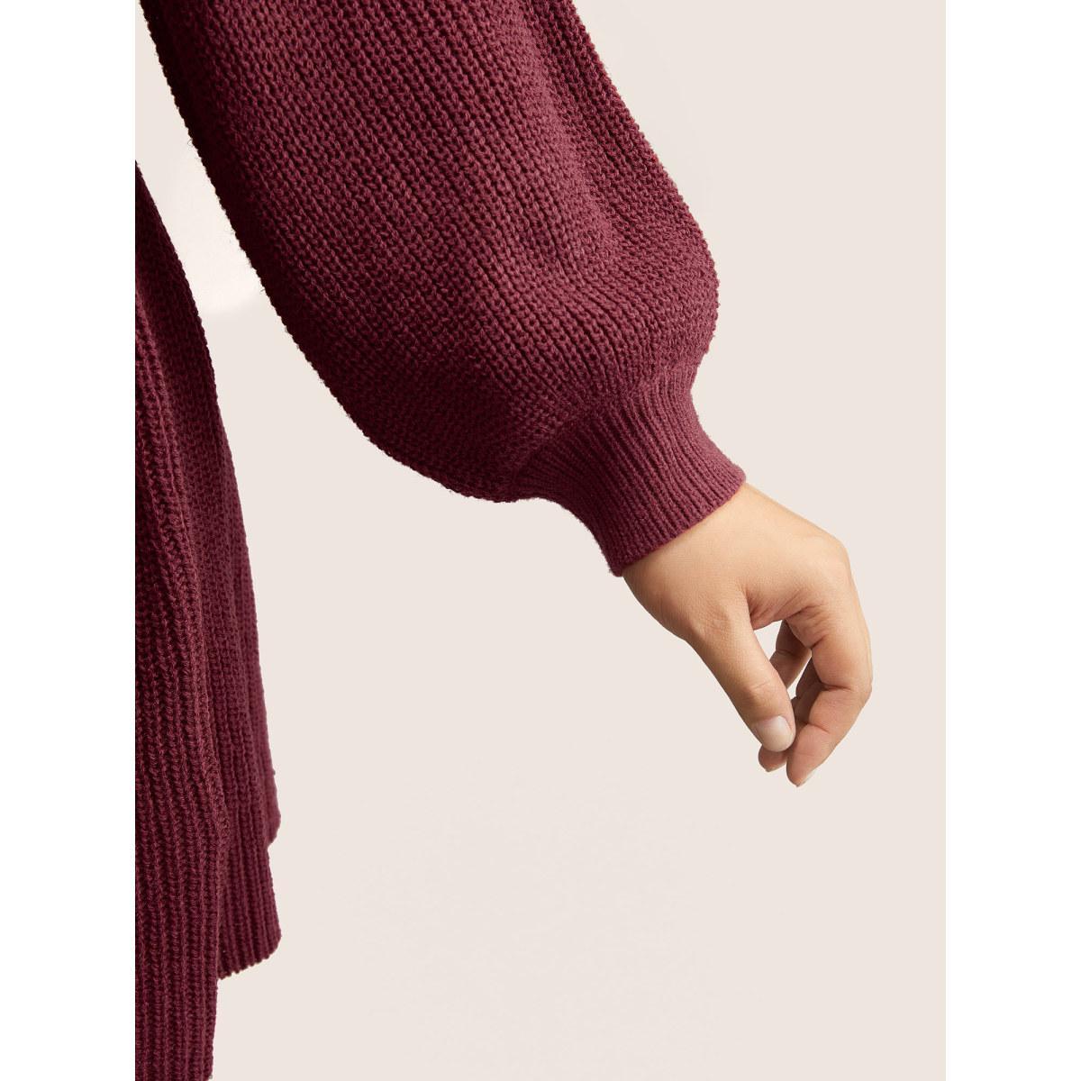 Plus Size Plain Plisse Lantern Sleeve A Line Pullover Moss Women Elegant Long Sleeve V-neck Everyday Pullovers BloomChic 18-20/2X Product Image
