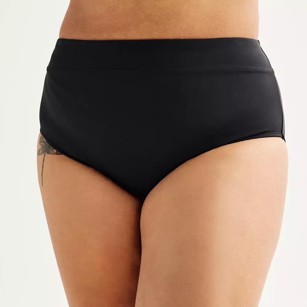 Plus Size Freshwater High-Leg High-Waisted Swim Bottoms, Womens Product Image