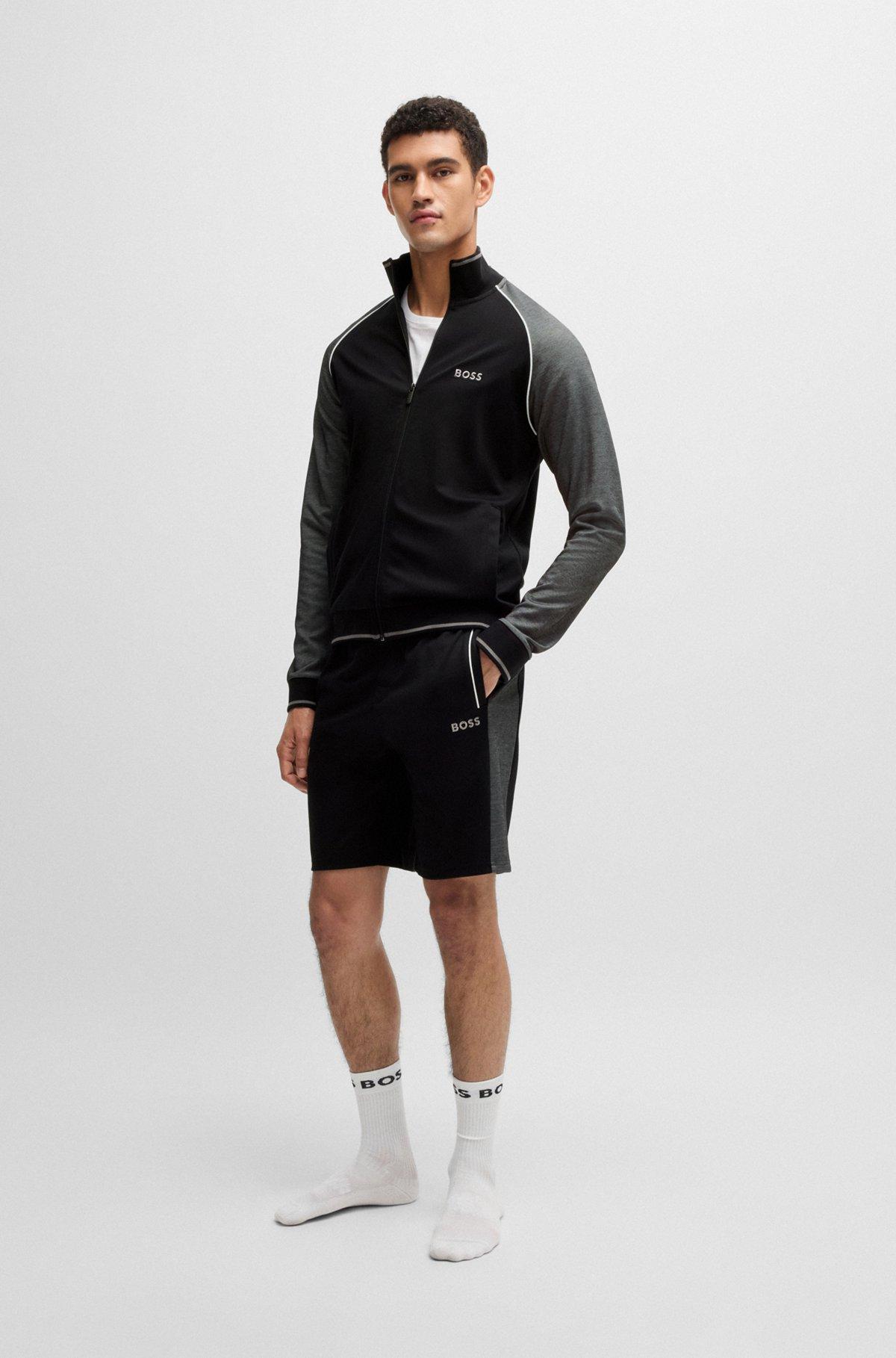 Cotton zip-up jacket with contrast piping Product Image