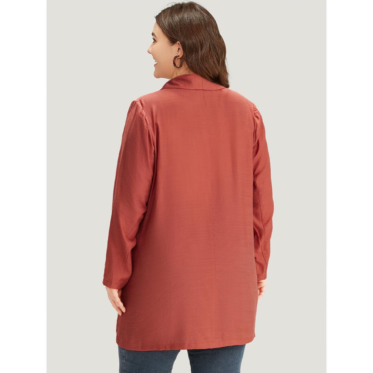 Plus Size Halloween Supersoft Essentials Lapel Collar Pocket Button Through Blazer OrangeRed Women Dailywear Plain Plain Sleeve Long Sleeve Suit Collar 30/6X Pocket Casual Blazers BloomChic Product Image
