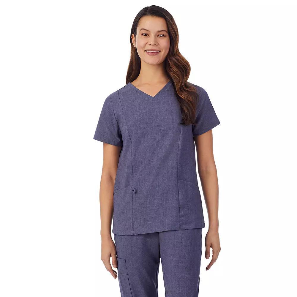 Women's Missy Cuddl Duds® Scrubs V-neck Top With 3 Pockets, Size: Small, Navy Grey Product Image