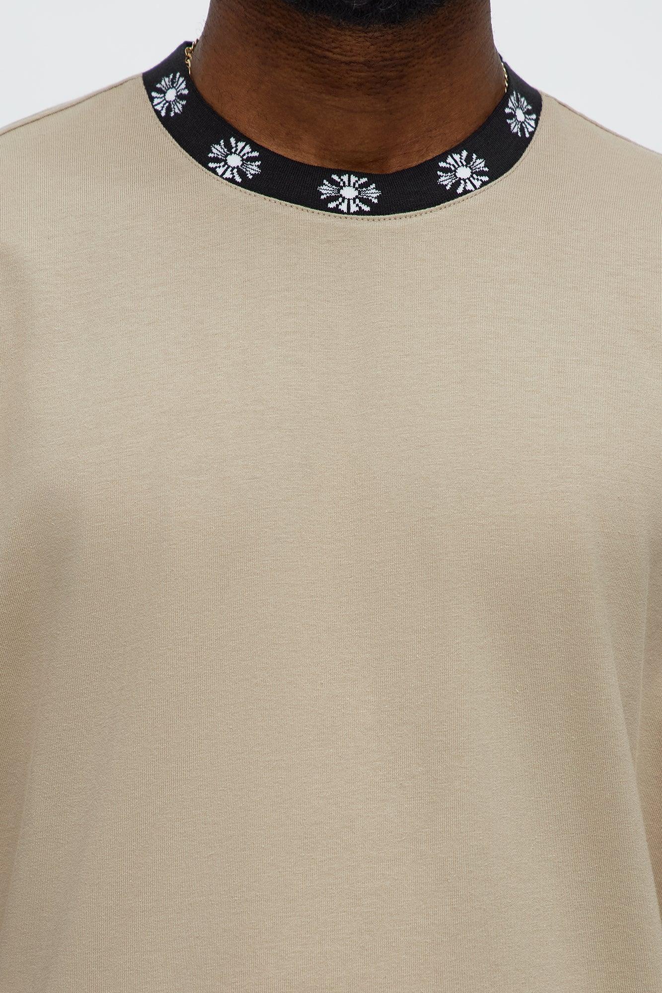 Short Sleeve Cross Collar Graphic - Stone Product Image