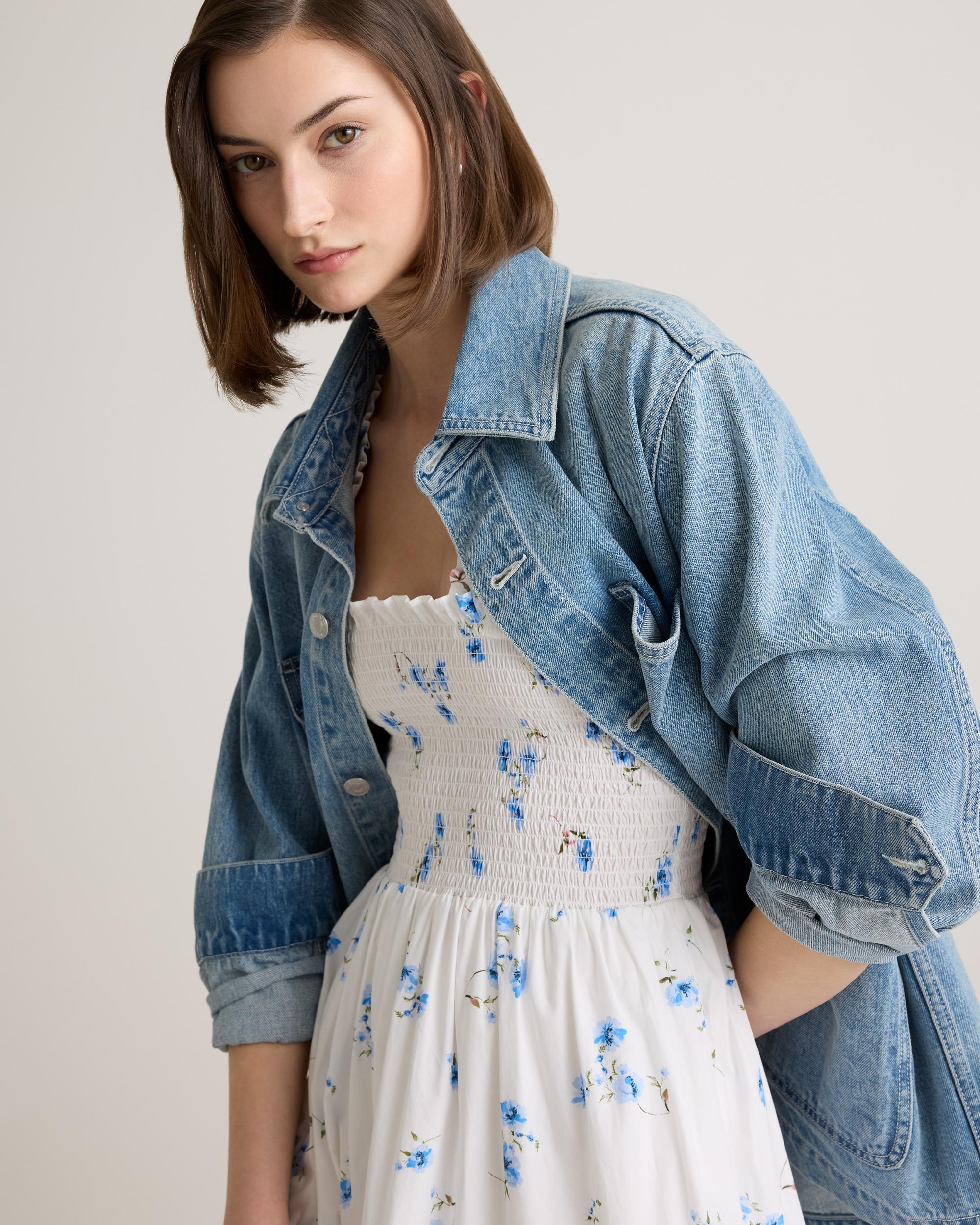100% Organic Cotton Smocked Midi Dress Product Image