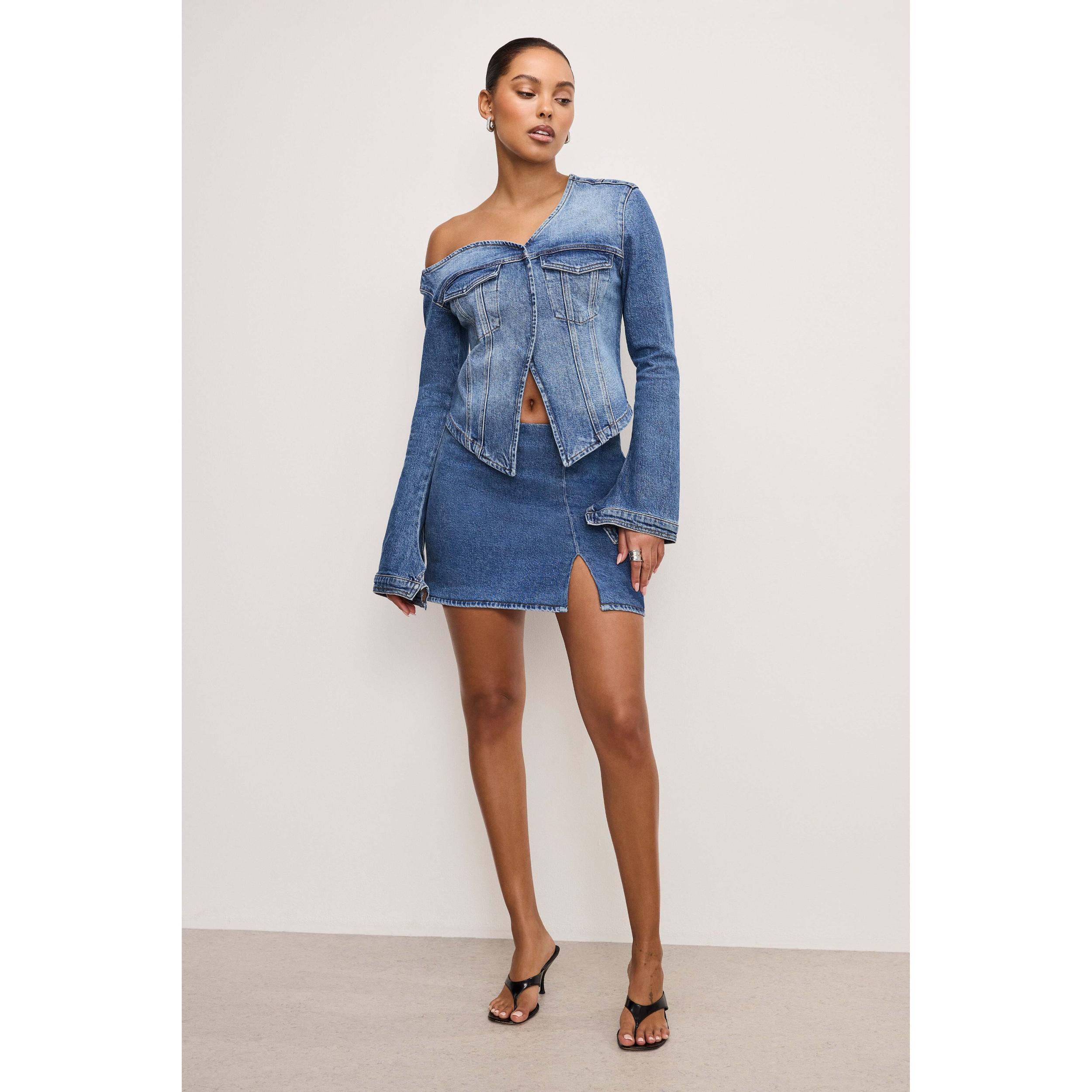 Womens Denim Slit Miniskirt Product Image