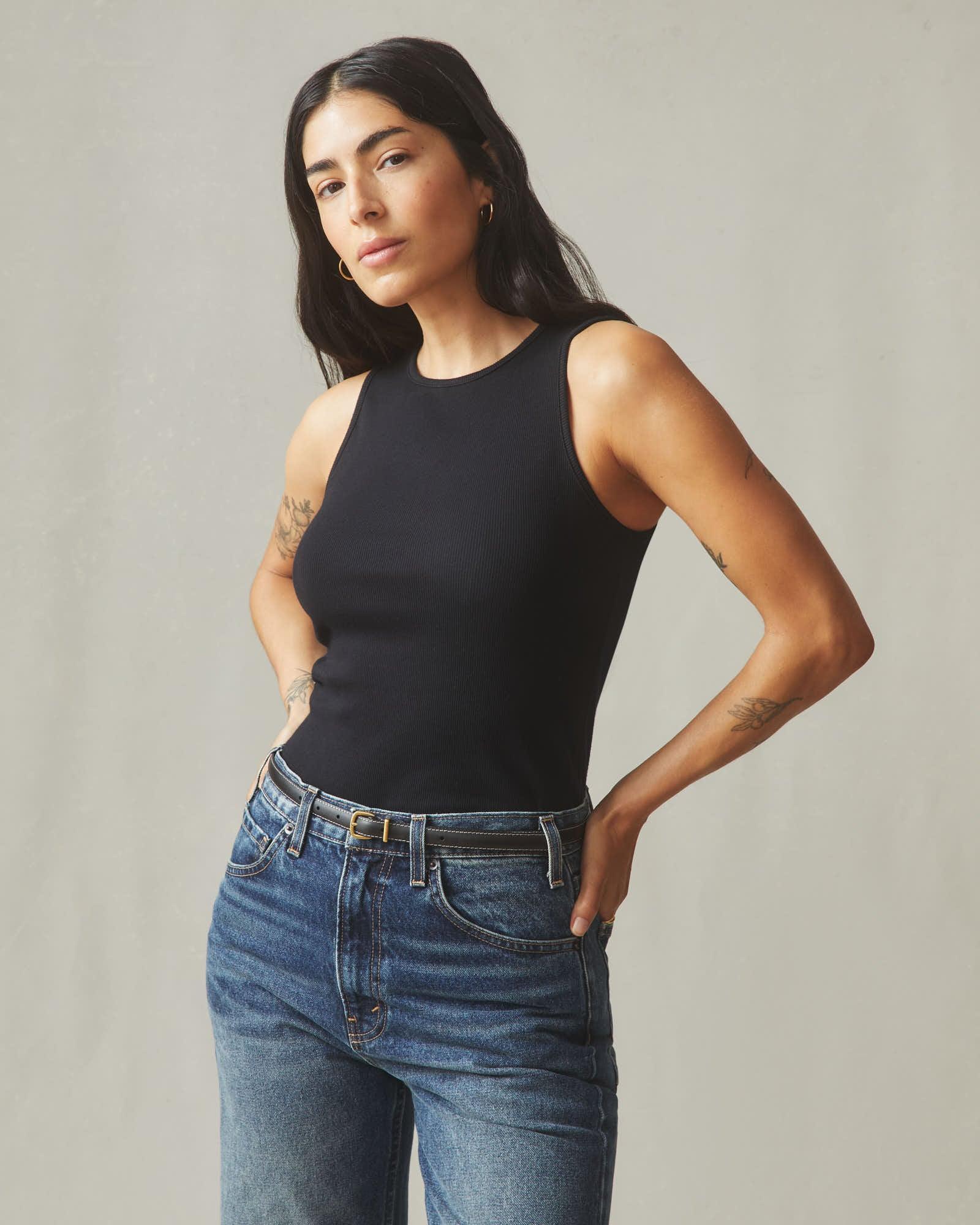 Women's Luxe Rib Tank - Black Product Image