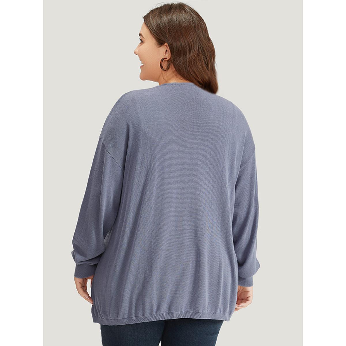 Plus Size Supersoft Essentials Solid Lapel Collar Patched Pocket Cardigan Stone Women Casual Loose Long Sleeve Dailywear Cardigans BloomChic 10/M Product Image