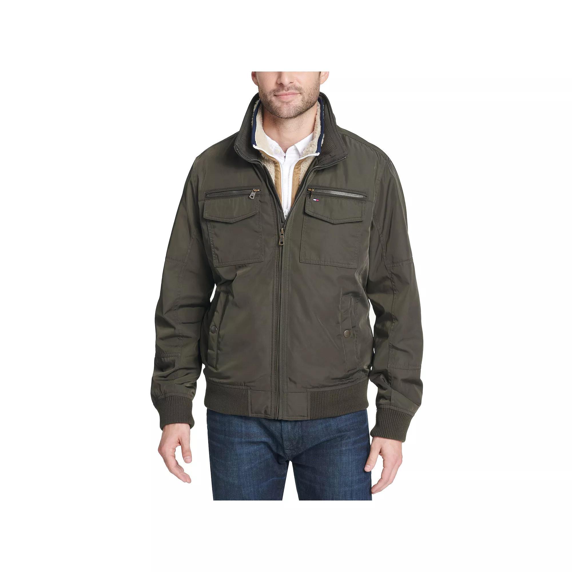 Men's Tommy Hilfiger Filled Performance Bomber Jacket, Size: XXL, Green Product Image