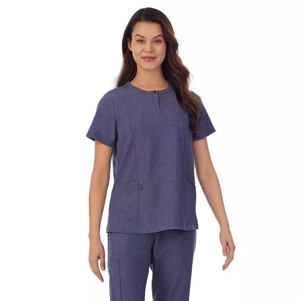 Women's Cuddl Duds® Scrubs Henley Top With 2 Pockets, Size: XL, Navy Grey Product Image