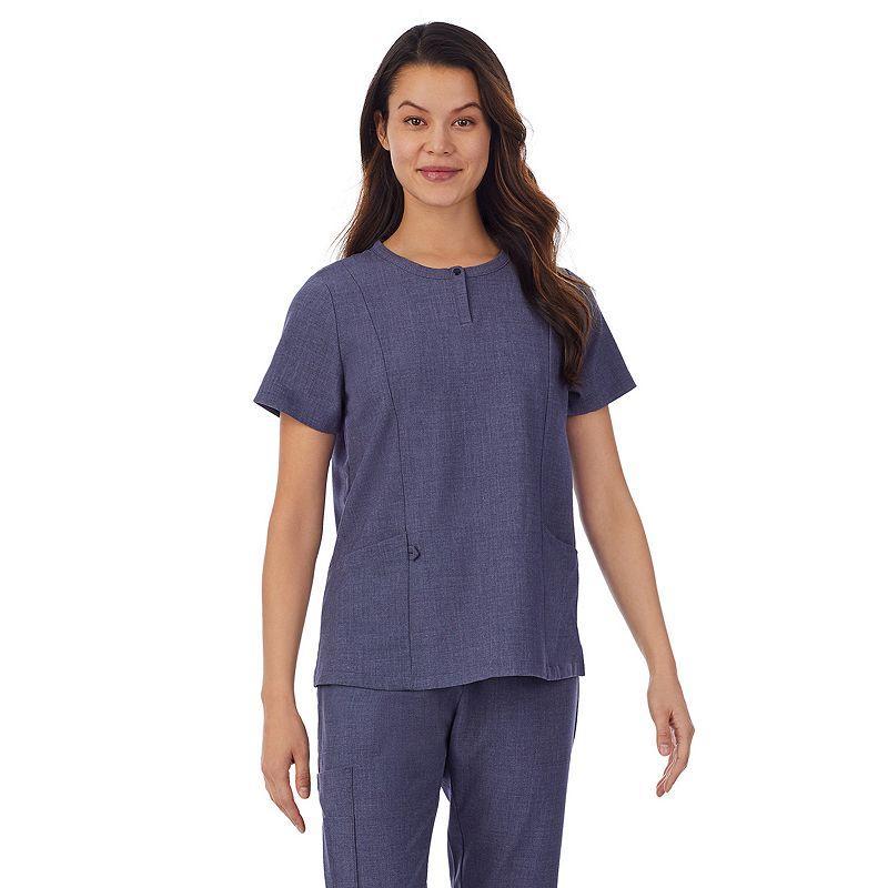 Women's Cuddl Duds® Scrubs Henley Top With 2 Pockets, Size: XL, Navy Grey Product Image