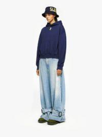 CROPPED HOODIE WITH ANCHOR EMBROIDERY in blue | JW Anderson US  Product Image