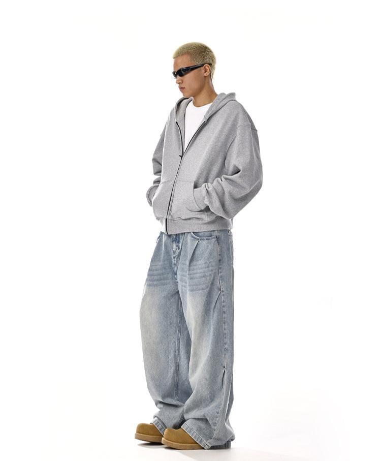 RT No. 12060 WASHED BLUE RELAX STRAIGHT DENIM JEANS Product Image