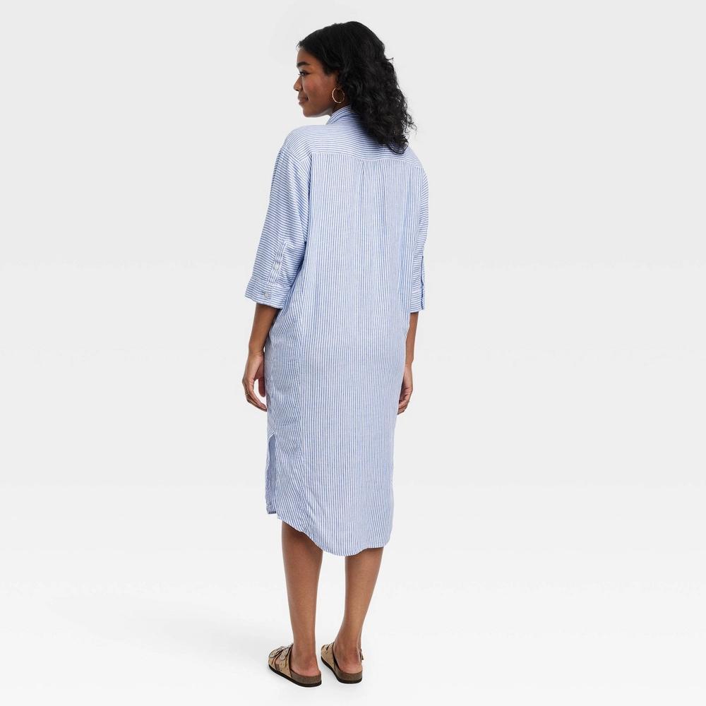 Womens 3/4 Sleeve Midi Shirtdress - Universal Thread Coral XS Product Image