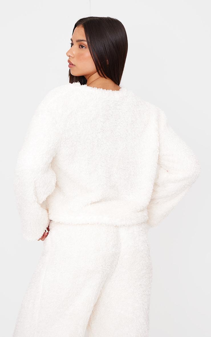 Cream Cosy Fleece Long Sleeve Pj Top Product Image